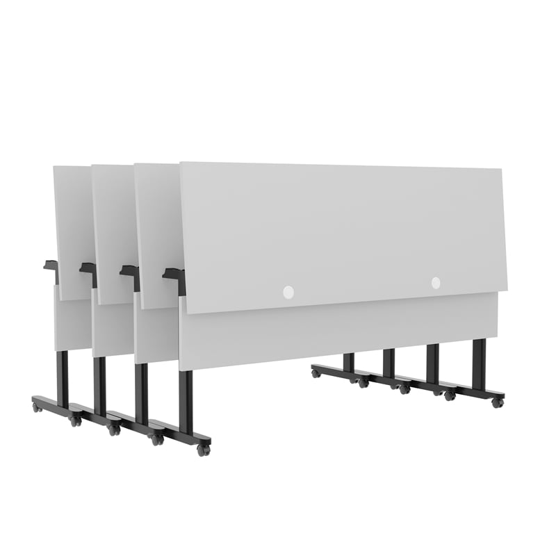 Commercial Nesting Flip Training Table with Steel Frame and T-Legs in Gray/Black