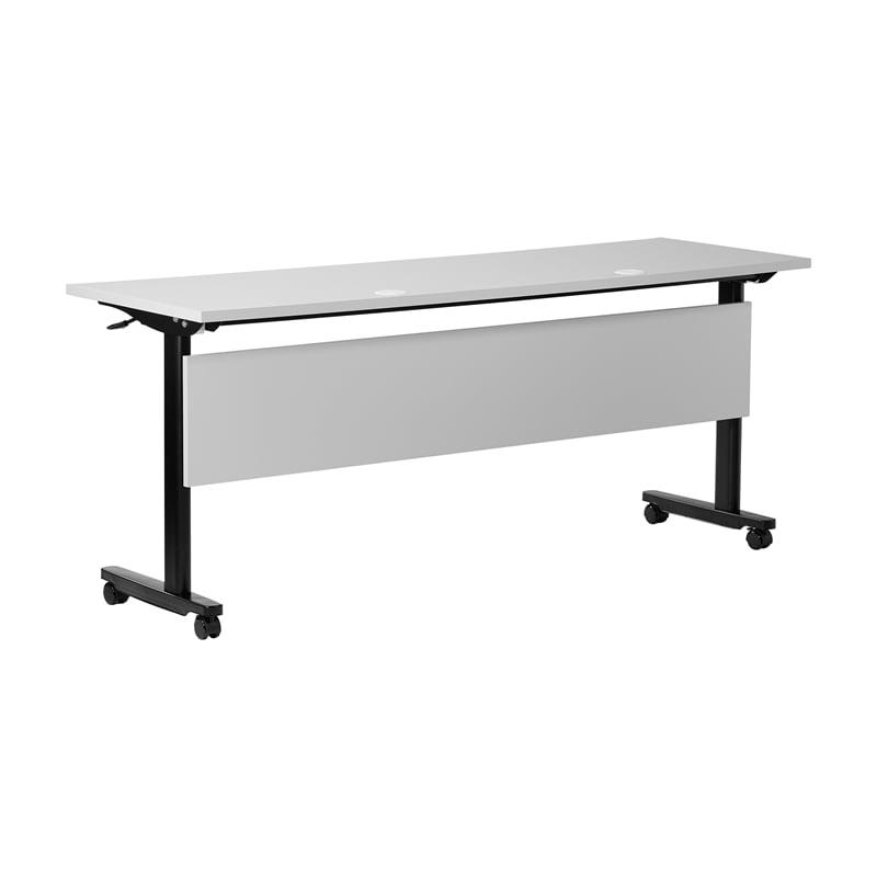 Commercial Nesting Flip Training Table with Steel Frame and T-Legs in Gray/Black