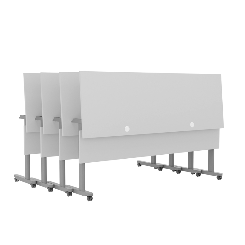 Commercial Nesting Flip Training Table with Steel Frame and T-Legs in Gray