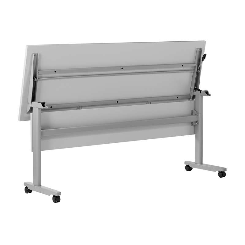 Commercial Nesting Flip Training Table with Steel Frame and T-Legs in Gray