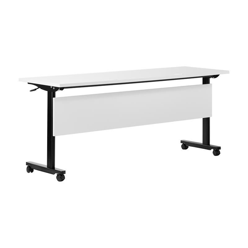 Commercial Nesting Flip Training Table with Steel Frame and T-Legs in White/Blk