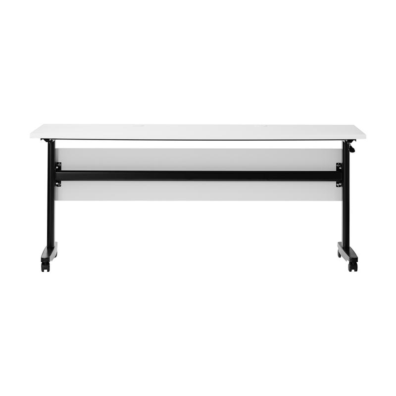 Commercial Nesting Flip Training Table with Steel Frame and T-Legs in White/Blk