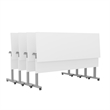 Commercial Nesting Flip Training Table with Steel Frame and T-Legs in White/Gray