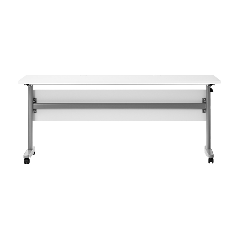 Commercial Nesting Flip Training Table with Steel Frame and T-Legs in White/Gray