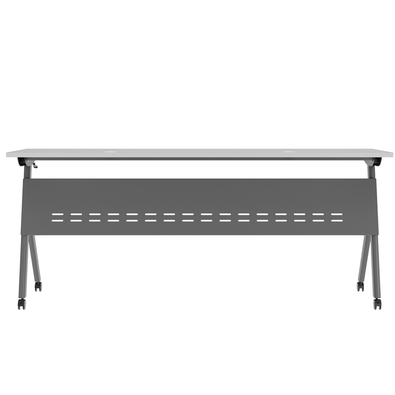 Commercial Nesting Flip Training Table with Steel Frame and Y-Legs in Gray
