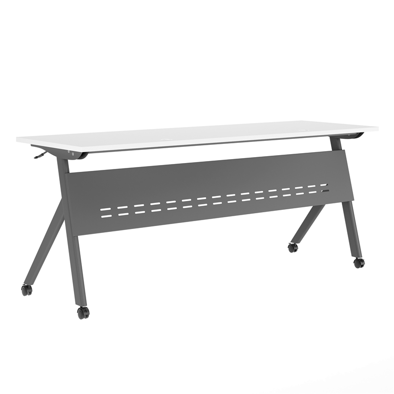 Commercial Nesting Flip Training Table with Steel Frame and Y-Legs in White/Gray