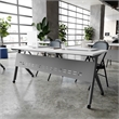 Commercial Nesting Flip Training Table with Steel Frame and Y-Legs in White/Gray