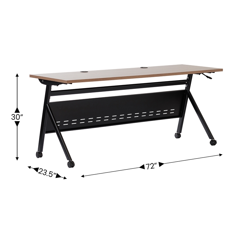 Commercial Nesting Flip Training Table with Steel Frame and Y-Legs in Walnut/Blk