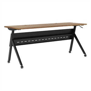 Commercial Nesting Flip Training Table with Steel Frame and Y-Legs in Walnut/Blk