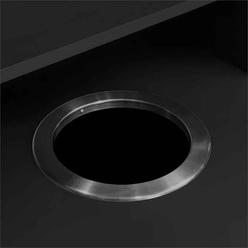 Commercial Grade 32 Gallon Wood Tray Top Trash Enclosure with Drop Hole-Black