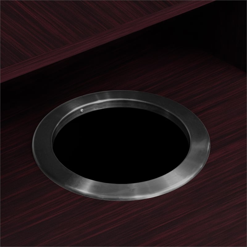 Commercial Grade 32 Gallon Wood Tray Top Trash Enclosure with Drop Hole-Mahogany