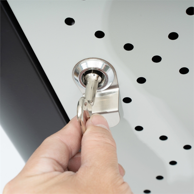 Commercial 31.4 GAL Steel Trash Can with Inner Bin Locking Access Door-BK/SIL