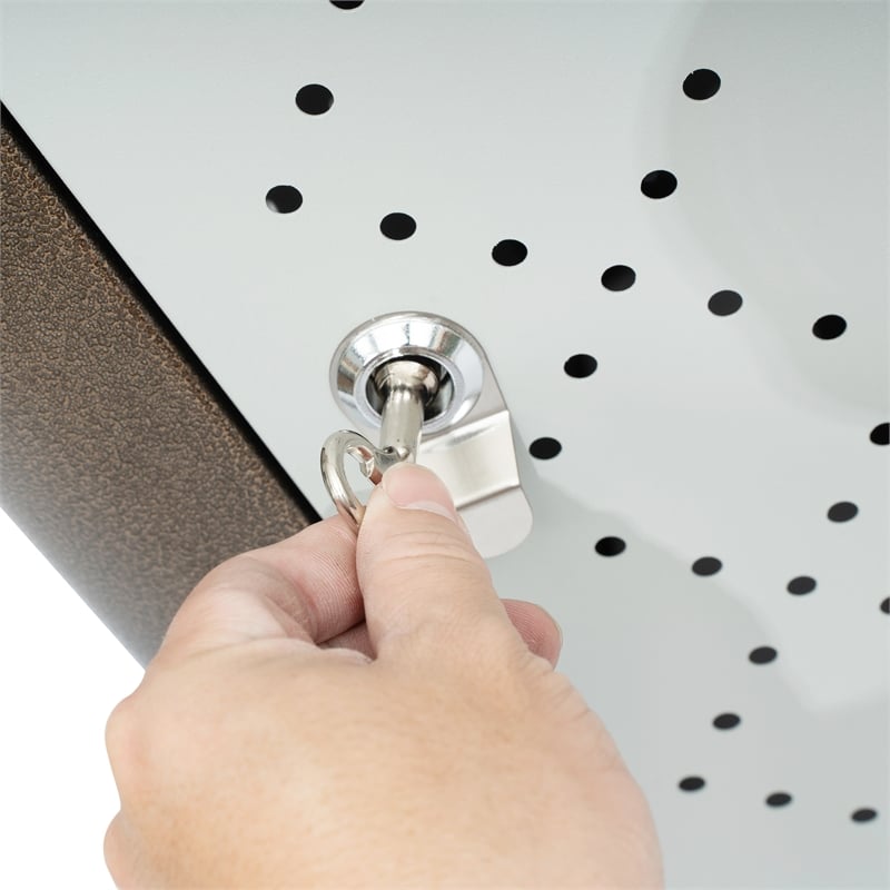 Commercial 31.4 GAL Steel Trash Can with Inner Bin Locking Access Door-BR/SIL