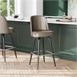 Metal Bar Stool with Swivel Vinyl Bucket Seat and Footrest in Beige