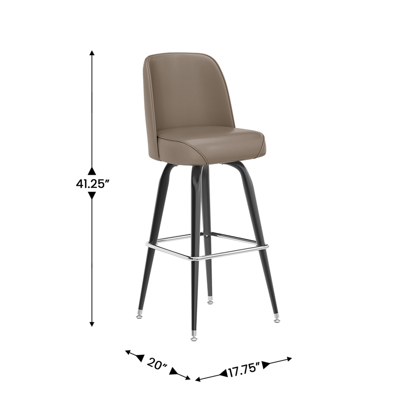 Metal Bar Stool with Swivel Vinyl Bucket Seat and Footrest in Beige