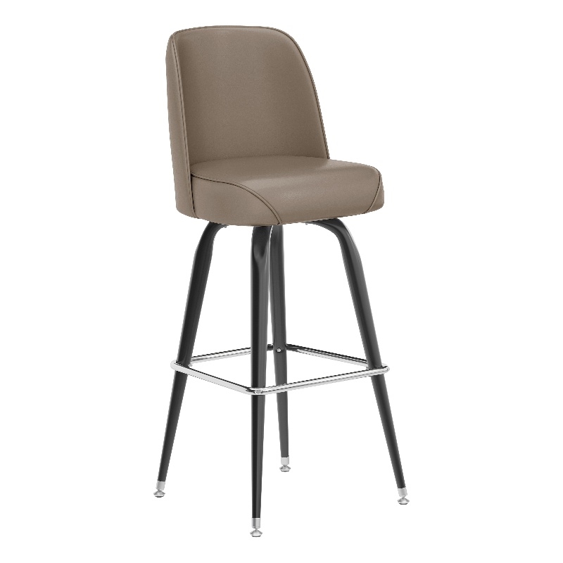 Metal Bar Stool with Swivel Vinyl Bucket Seat and Footrest in Beige