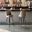 Metal Bar Stool with Swivel Vinyl Bucket Seat and Footrest in Beige