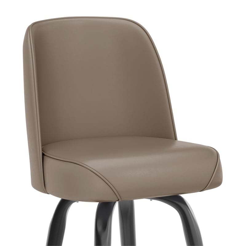 Metal Bar Stool with Swivel Vinyl Bucket Seat and Footrest in Beige
