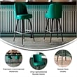 Metal Bar Stool with Swivel Vinyl Bucket Seat and Footrest in Green
