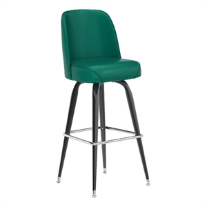 Metal Bar Stool with Swivel Vinyl Bucket Seat and Footrest in Green