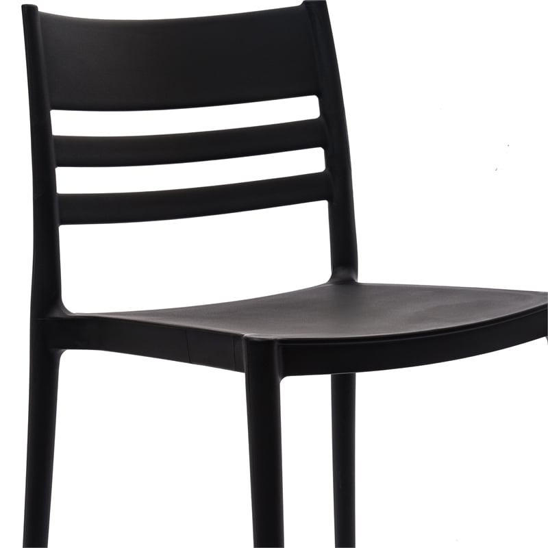 Commercial All-Weather Resin Patio Stack Chair with Slatted Backrest