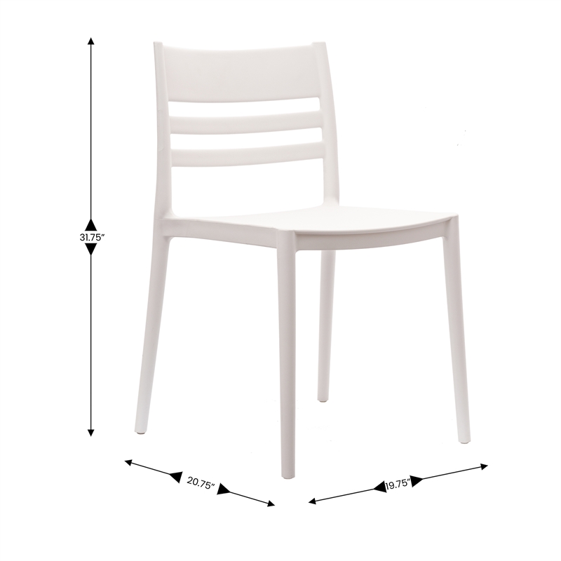 Commercial All-Weather White Resin Patio Stack Chair with Slatted Backrest