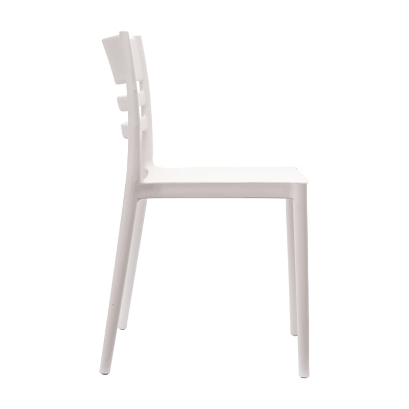 Commercial All-Weather White Resin Patio Stack Chair with Slatted Backrest