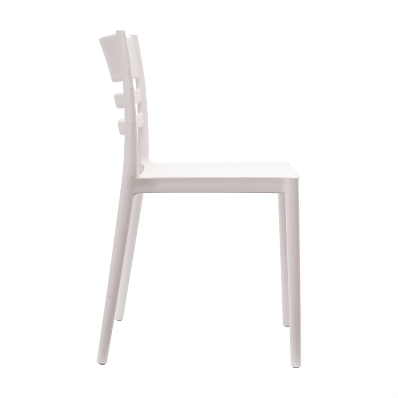 Commercial All-Weather White Resin Patio Stack Chair with Slatted Backrest