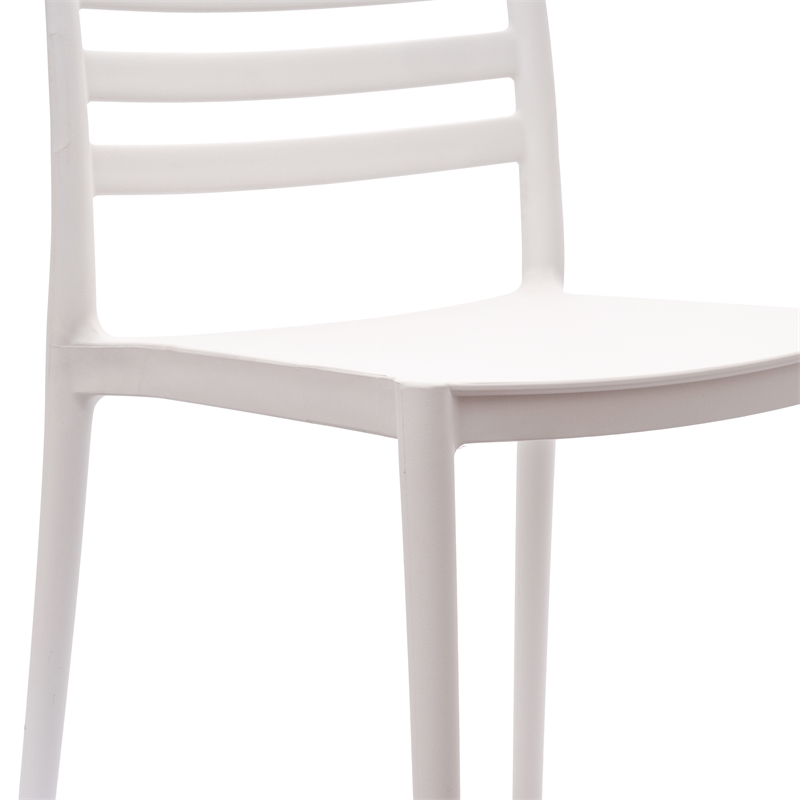 Commercial All-Weather White Resin Patio Stack Chair with Slatted Backrest