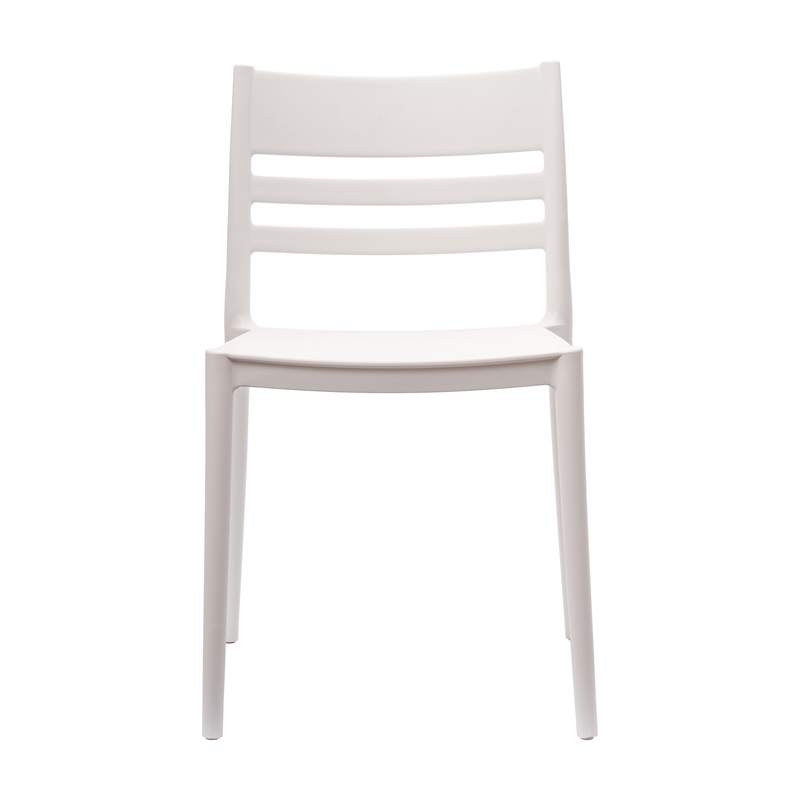 Commercial All-Weather White Resin Patio Stack Chair with Slatted Backrest