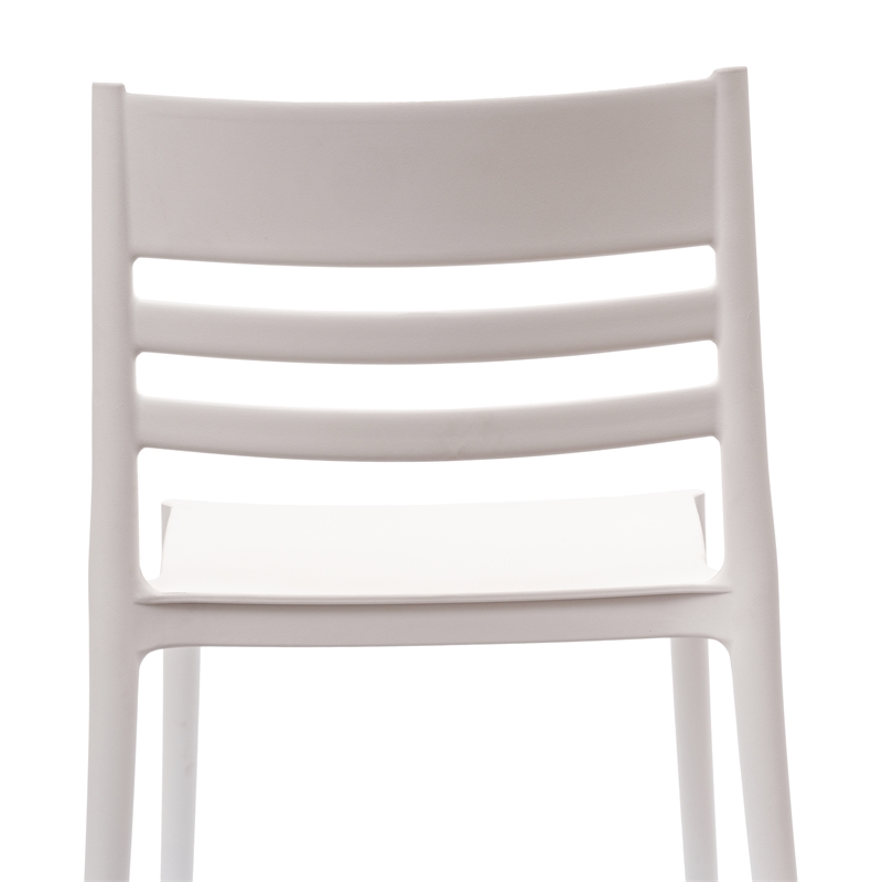 Commercial All-Weather White Resin Patio Stack Chair with Slatted Backrest