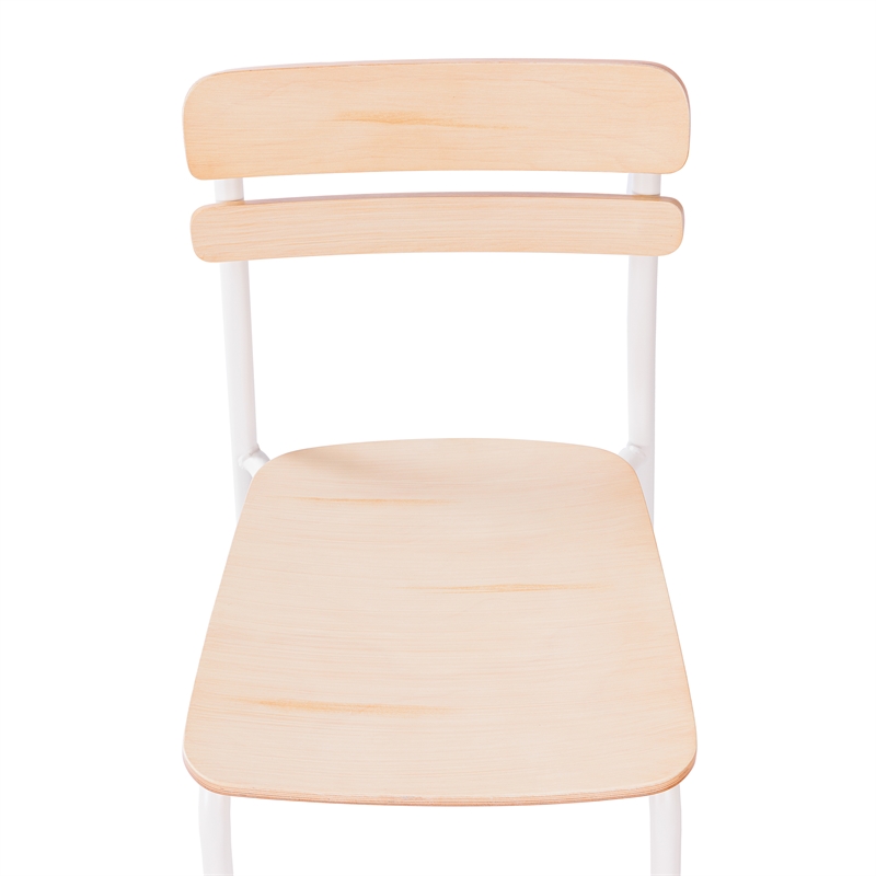 Commercial Solid Wood Dining Chair with White Frame and Antique White Finish