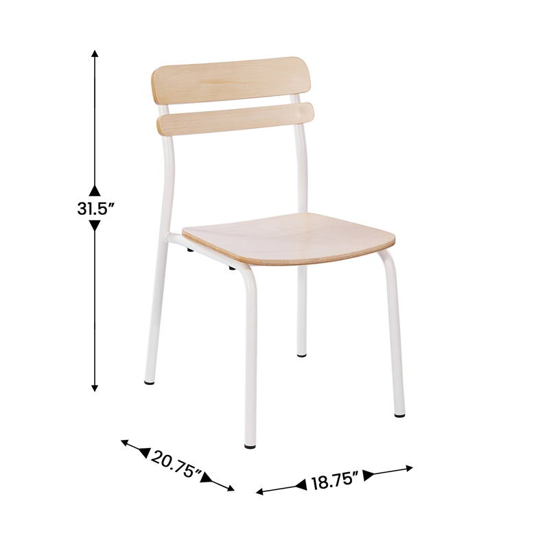 Commercial Solid Wood Dining Chair with White Frame and Antique White Finish