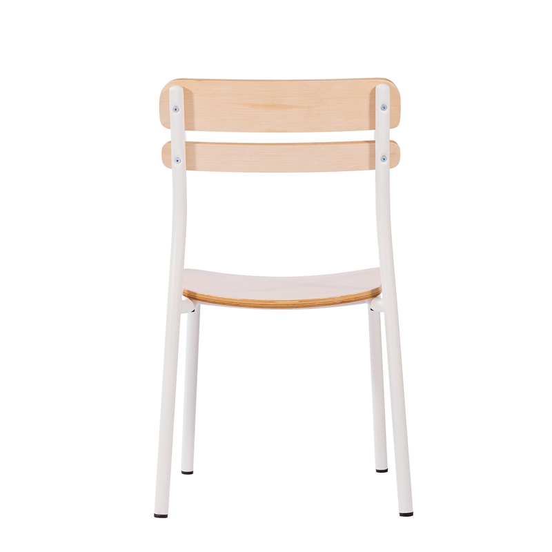 Commercial Solid Wood Dining Chair with White Frame and Antique White Finish