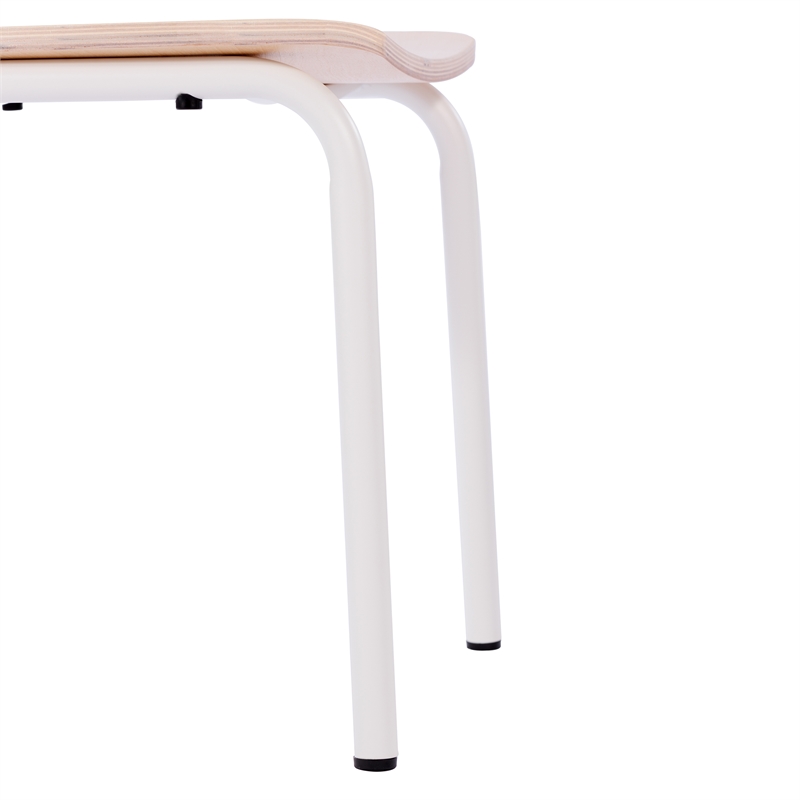 Commercial Solid Wood Dining Chair with White Frame and Antique White Finish