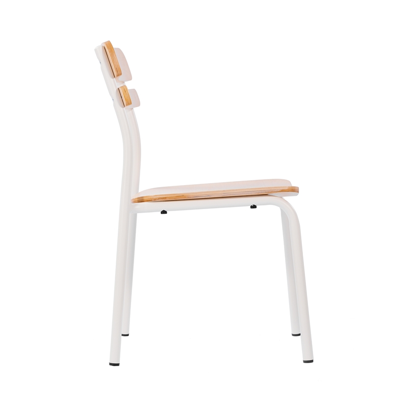 Commercial Solid Wood Dining Chair with White Frame and Antique White Finish