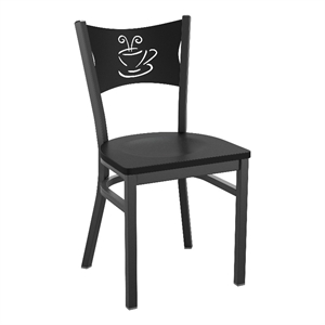 Flash Furniture Black Coffee Back Metal Restaurant Chair with Black Wood Seat
