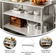 Galvanized Steel Adjustable Add-On Work Table Lower Restaurant Shelf