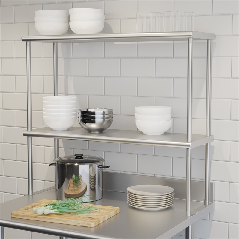 Commercial Grade NSF Certified Stainless Steel Metal Kitchen Double Overshelf