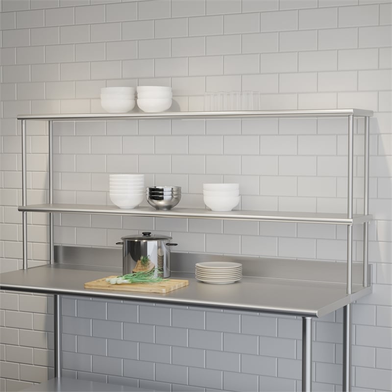 Commercial Grade NSF Certified Stainless Steel Metal Kitchen Double Overshelf