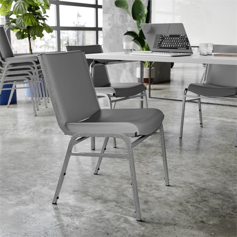 Flash Furniture Heavy Duty Gray Vinyl Stack Chair - Reception Furniture