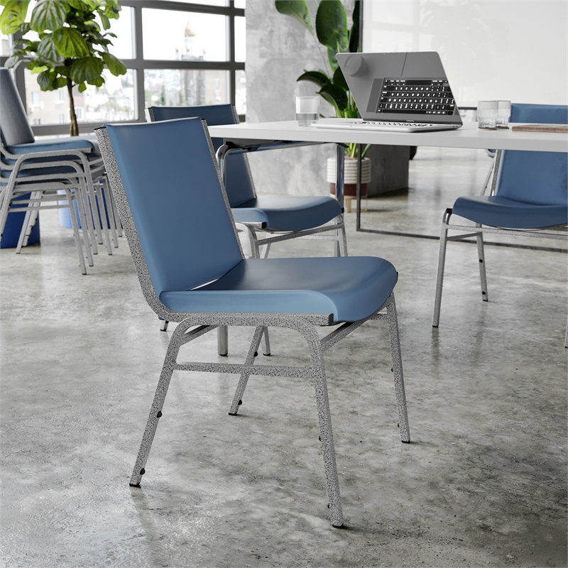 Flash Furniture Heavy Duty Navy Vinyl Stack Chair - Reception Furniture