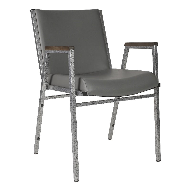 Heavy Duty Gray Vinyl Stack Chair with Arms - Reception Furniture