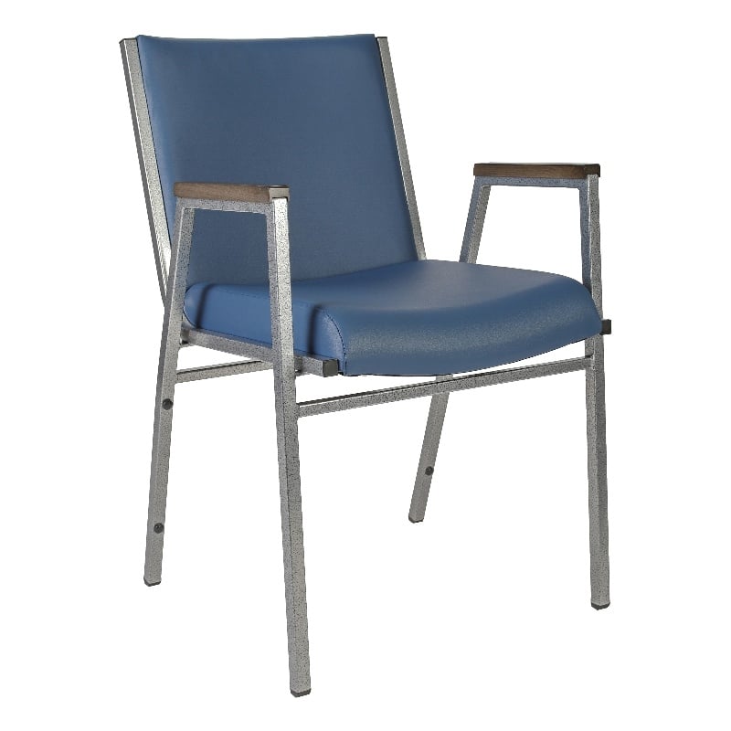 Heavy Duty Navy Vinyl Stack Chair with Arms - Reception Furniture