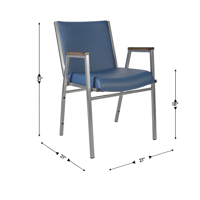 Heavy Duty Navy Vinyl Stack Chair with Arms - Reception Furniture
