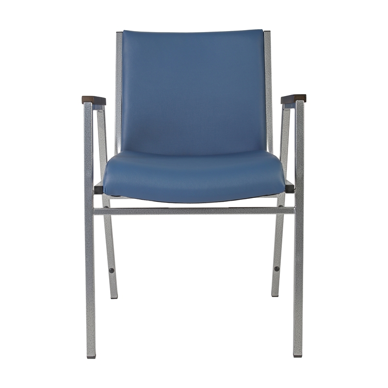Heavy Duty Navy Vinyl Stack Chair with Arms - Reception Furniture