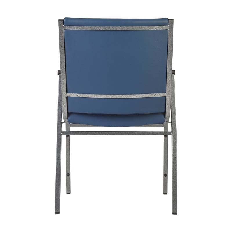 Heavy Duty Navy Vinyl Stack Chair with Arms - Reception Furniture