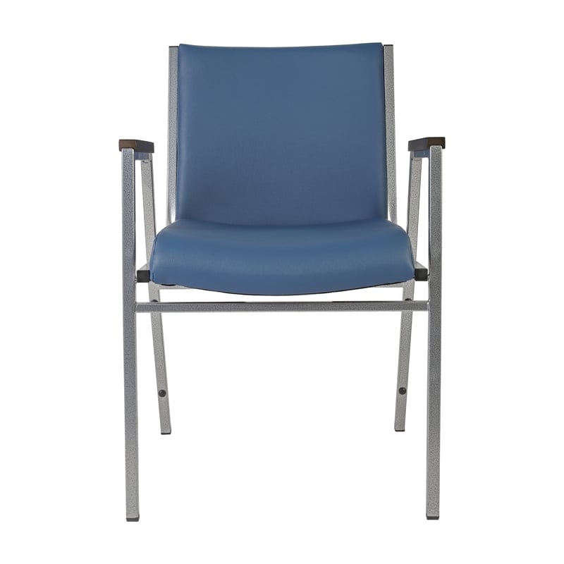 Heavy Duty Navy Vinyl Stack Chair with Arms - Reception Furniture