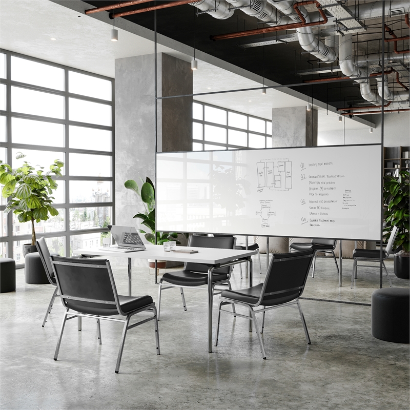 Big & Tall 1000 lb. Rated Black Vinyl Stack Chair - Reception Seating