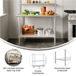 Commercial Stainless Steel Work Table with 2 Overshelves and 1 Undershef-30x48